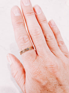 Three stacker rings worn on hand, by lady startup Australian jewellery label, AW Boutique.