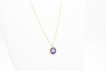 Load image into Gallery viewer, AW Boutique&#39;s gold filled jewellery.  18 inch box chain with vintage evil eye enamel coin shaped pendant necklace.  

