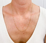 Load image into Gallery viewer, Model wearing 20 inch Fine Bar Link Chain Necklace from AW Boutique gold filled jewellery. 
