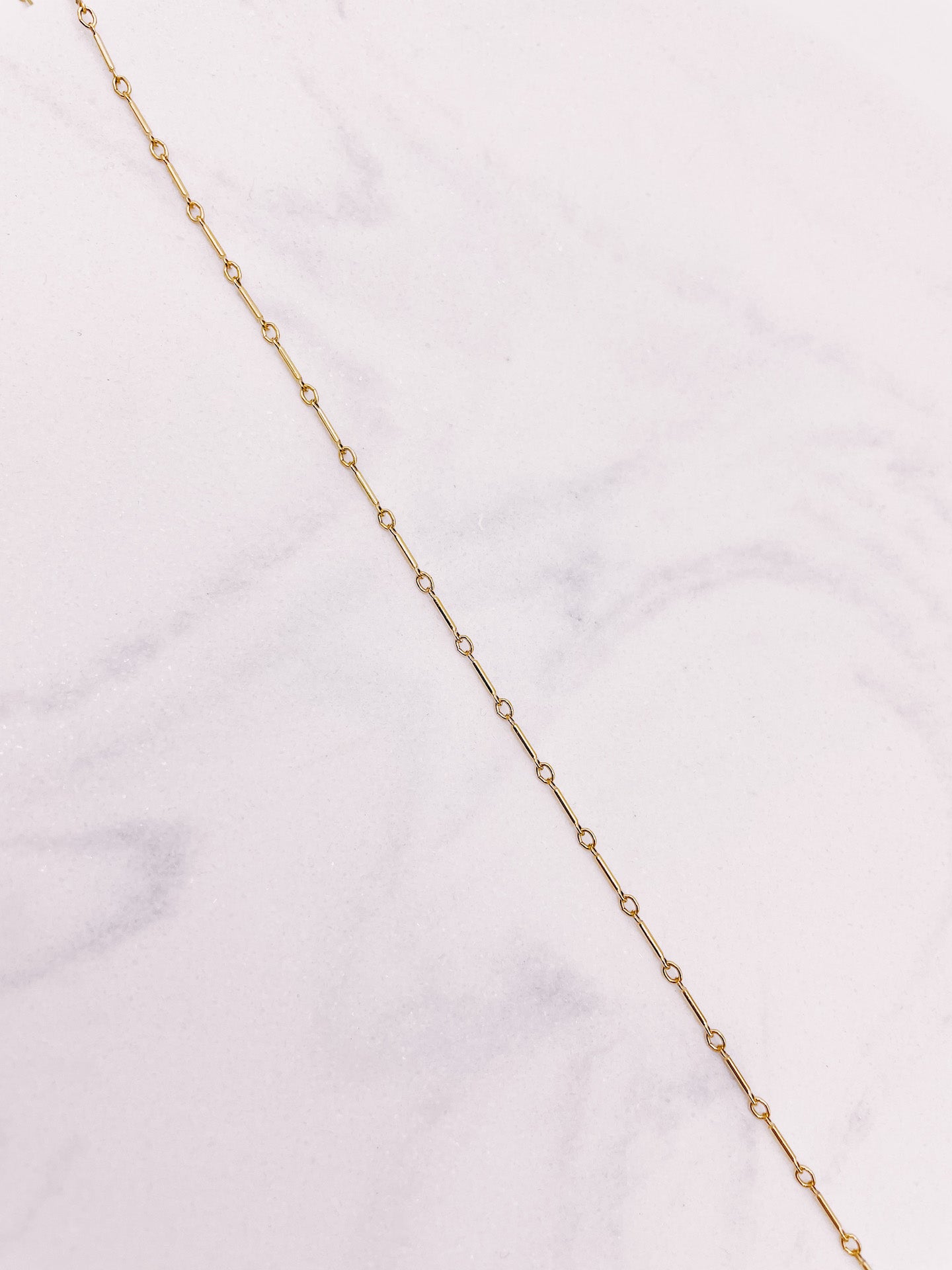 Close up of Bar Link Chain Necklace from AW Boutique gold filled jewellery.