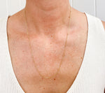 Load image into Gallery viewer, Model wearing 20 inch Fine Chain Necklace from AW Boutique gold filled jewellery.
