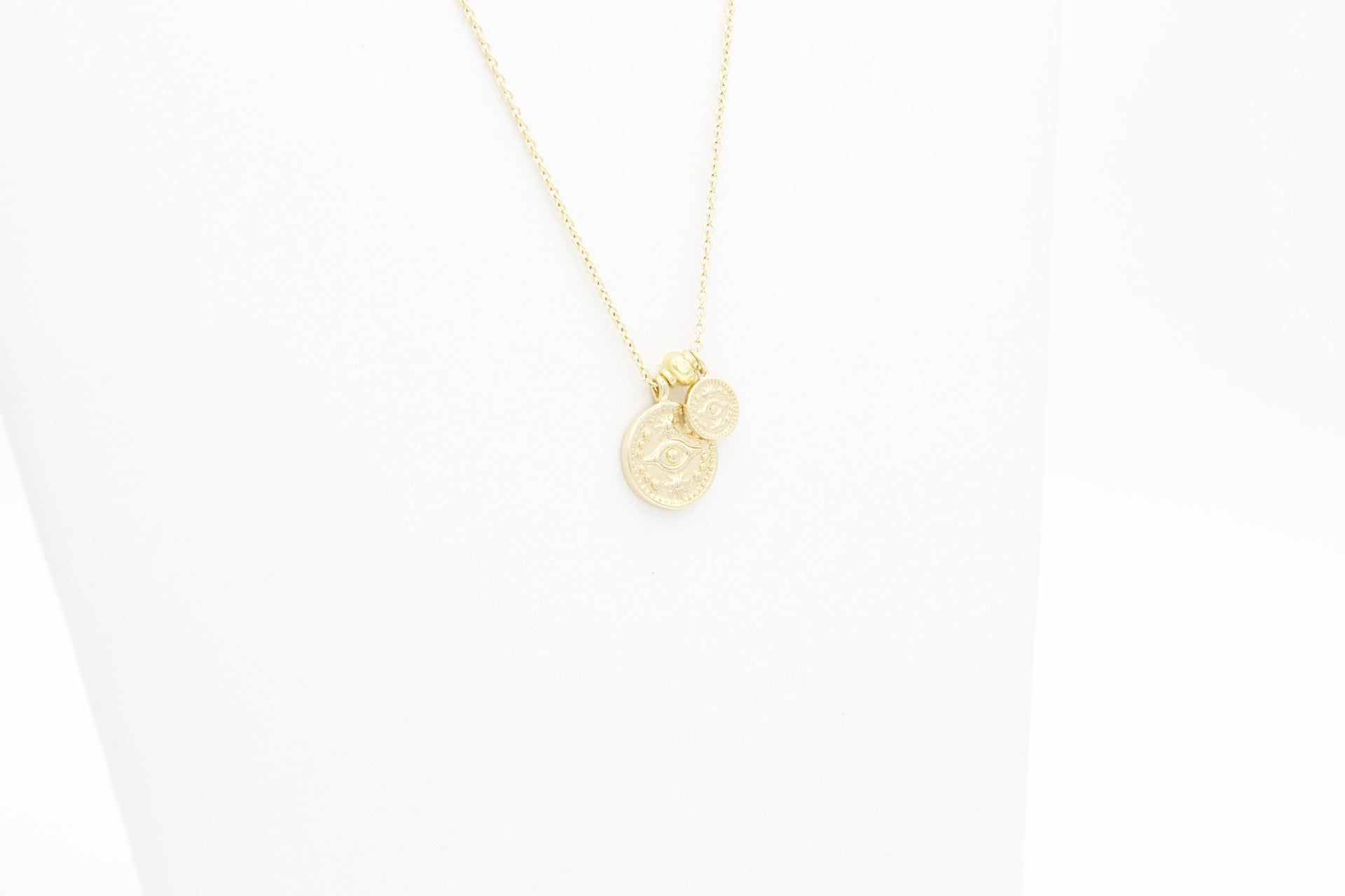 Gold filled evil eye coin charm necklace. Australian jewellery brand AW Boutique.