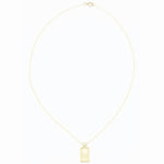 Load image into Gallery viewer, AW Boutique&#39;s gold filled 16 inch dainty necklace with a tag pendant featuring a sunburst patterned effect. Part of the Celestial Collection. Gold filled jewellery.

