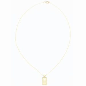 AW Boutique's gold filled 16 inch dainty necklace with a tag pendant featuring a sunburst patterned effect. Part of the Celestial Collection. Gold filled jewellery.