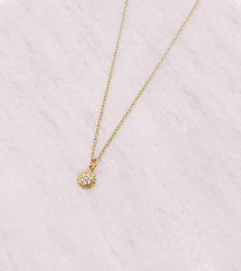 AW Boutique's gold filled 16 inch dainty necklace with a mini Sun charm pendant. Part of Celestial collection. Gold filled jewellery.