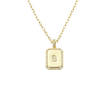 Load image into Gallery viewer, AW Boutique&#39;s gold filled 16 inch cable chain necklace finished with a dainty initial pendant with cubic zirconia detail. B initial shown.
