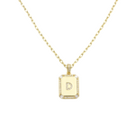 Load image into Gallery viewer, AW Boutique&#39;s gold filled 16 inch cable chain necklace finished with a dainty initial pendant with cubic zirconia detail. D initial shown.
