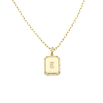 Load image into Gallery viewer, AW Boutique&#39;s gold filled 16 inch cable chain necklace finished with a dainty initial pendant with cubic zirconia detail. E initial shown.
