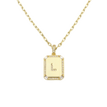 Load image into Gallery viewer, AW Boutique&#39;s gold filled 16 inch cable chain necklace finished with a dainty initial pendant with cubic zirconia detail. L initial shown.
