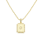 Load image into Gallery viewer, AW Boutique&#39;s gold filled 16 inch cable chain necklace finished with a dainty initial pendant with cubic zirconia detail. O initial shown.
