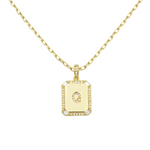 Load image into Gallery viewer, AW Boutique&#39;s gold filled 16 inch cable chain necklace finished with a dainty initial pendant with cubic zirconia detail. Q initial shown.
